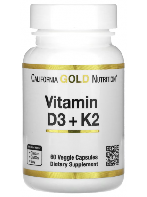 Отдельные витамины California Gold Nutrition Vitamin D3 + K2 (60 капс.)