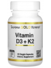 Отдельные витамины California Gold Nutrition Vitamin D3 + K2 (60 капс.)