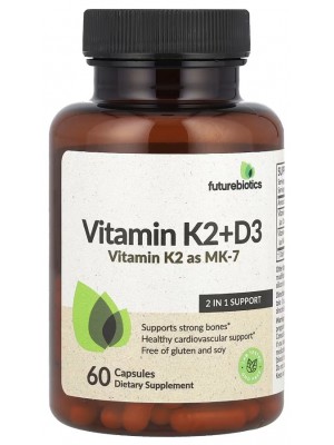 Окремі вітаміни Futurebiotics Vitamin K2+D3 (60 капс.)