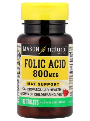 Окремі вітаміни Mason Natural Folic Acid 800 mcg. (100 таб.)