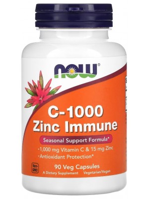 Отдельные витамины NOW C-1000 Zinc Immune (90 капс.)