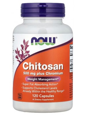 Клетчатка NOW Chitosan 500 mg plus Chromium (120 капс.)