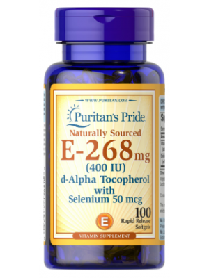 Отдельные витамины Puritan's Pride Naturally Sousced E-268 mg (400IU) with Selenium 50 mcg (100 софт.)
