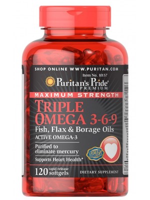 Омега жирные кислоты Puritan's Pride Triple Omega 3-6-9 Maximum Strength (120 капс.)
