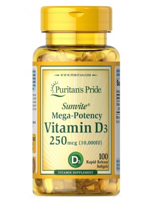 Puritan's Pride Vitamin D3 250 mcg 10,000 IU (100 капс.)