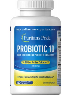 Пробиотики и ферменты Puritan's Pride Probiotic 10 + Vitamin D (60 капс.)
